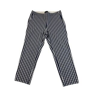 J. Crew Martie‎ Gingham Cropped Pants Size 8 Navy Blue White Checkered
